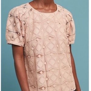 Anthropologie Maeve Sylvie Lace Top in Blush Pink- Size Extra Small